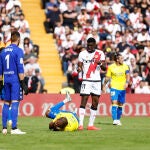 Un lance del encuentro en Vallecas. AFP7