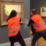 La última «campaña» del activismo extremo se presentó ayer en Berlín, donde tiraron puré de patata a un Monet