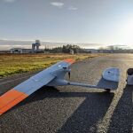 Imagen del mini dron de ala fija Mantis, del que se ha desarrollado una versión civil para aplicaciones de transporte innovadoras