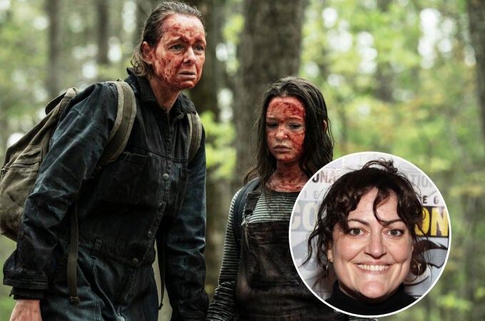 «Dee», episodio de "Tales of The Walking Dead" protagonizado por Samantha Morton (izda.) y Scarlett Blum. En el círculo, su guionista, Channing Powell