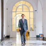 El presidente de la Junta de Andalucía, Juanma Moreno, en San Telmo en Sevilla. EFE/ Raúl Caro.