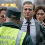 Ernesto Alterio (izda.), Alberto San Juan y Blanca Suárez en "El cuarto pasajero"