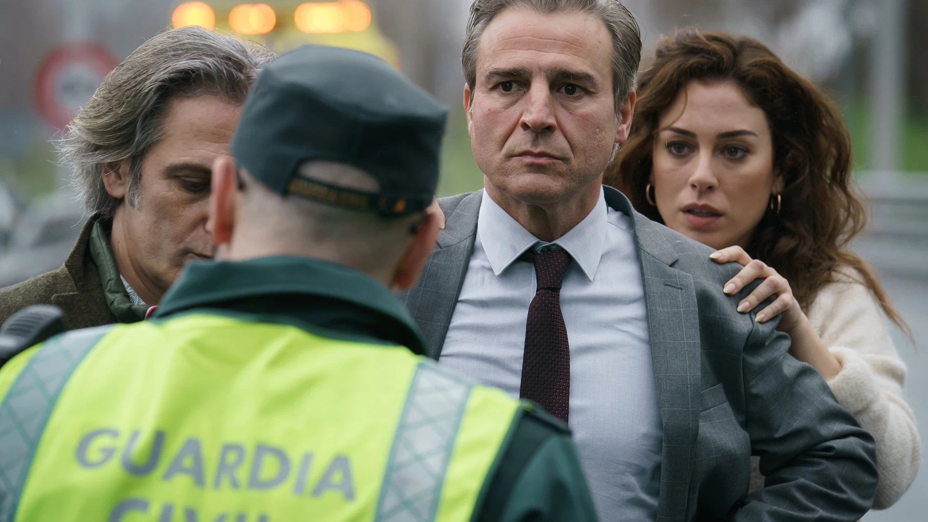 Ernesto Alterio (izda.), Alberto San Juan y Blanca Suárez en "El cuarto pasajero"