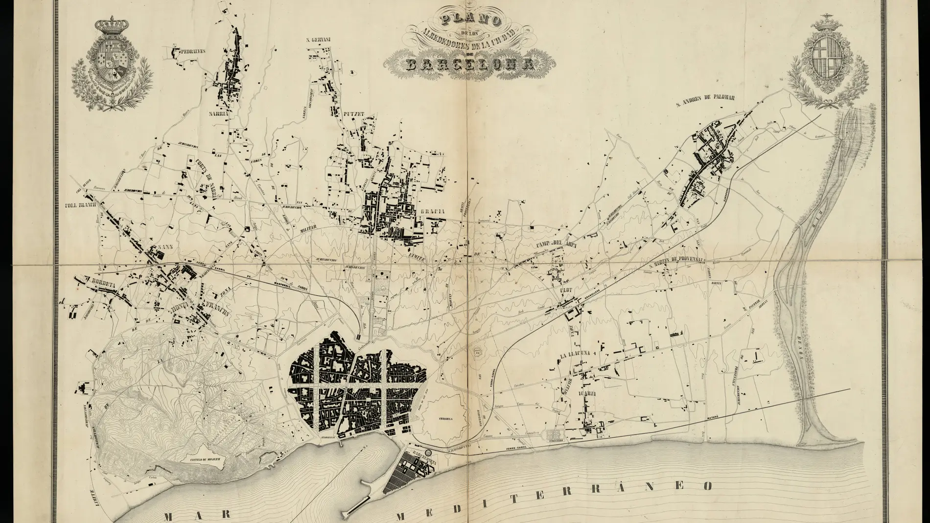Mapa de Barcelona previo al Eixample