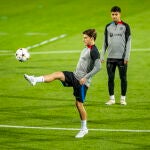Pablo Torre, en el entrenamiento del Barcelona antes de enfrentarse al Viktoria Plsen