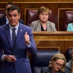 El Presidente del Gobierno, Pedro Sánchez, durante la sesión de control al gobierno en el Congreso de los Diputados