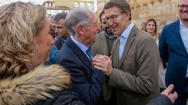 El presidente del Partido Popular, Alberto Núñez Feijóo, ayer, durante una visita a Guadalajara