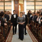 Paloma Díaz-Mas entrando en la Real Academia Española para pronunciar su discurso de ingreso