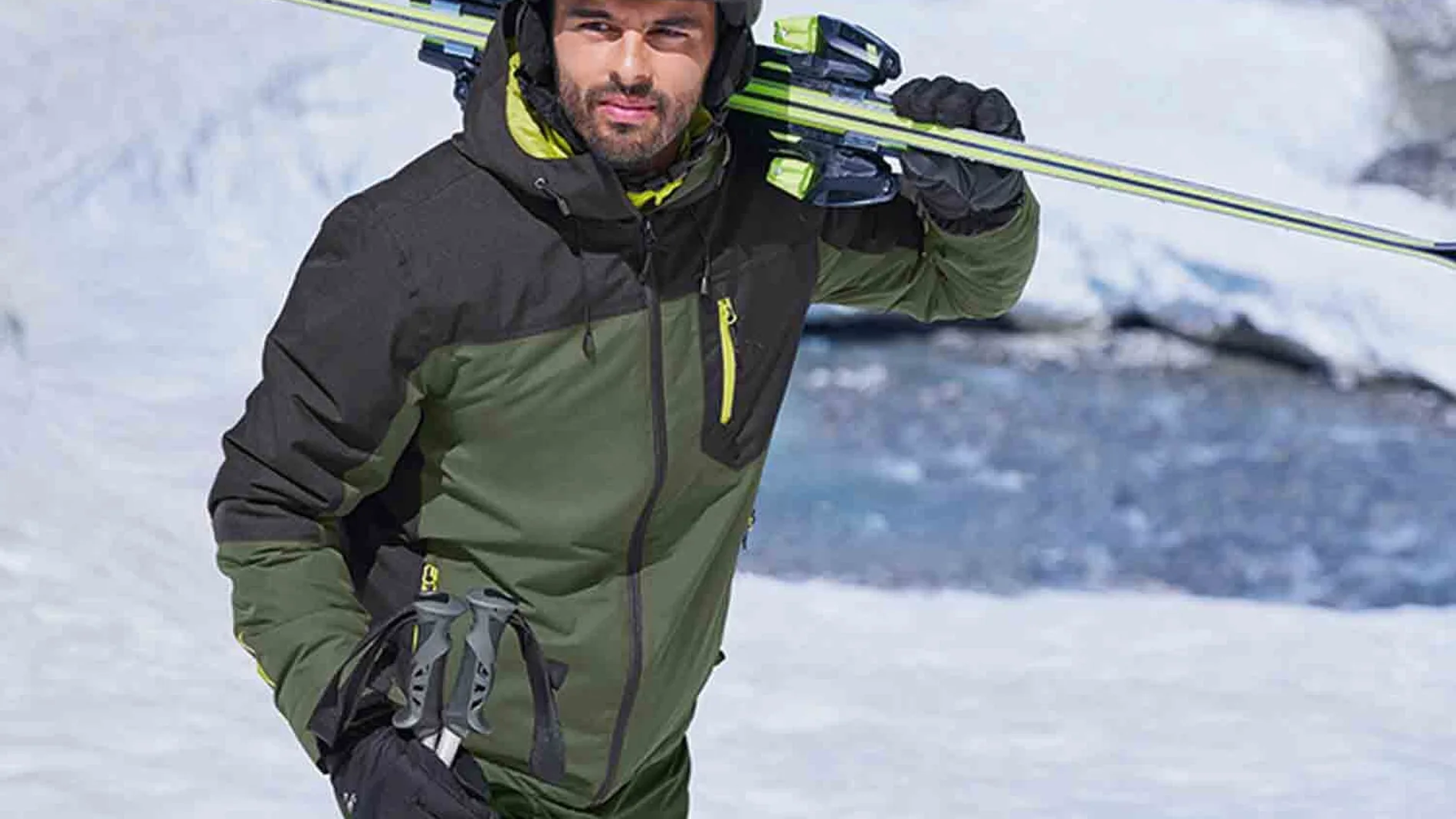 Chaqueta de esquí para hombre verde caqui