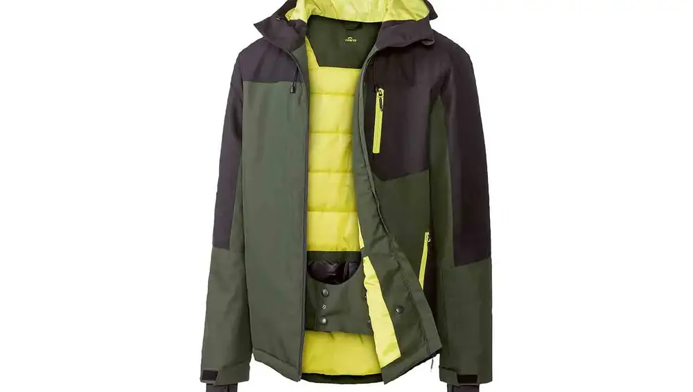 Chaqueta de esquí para hombre verde caqui