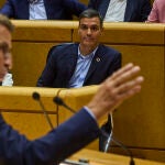 Feijóo y Sánchez, durante un cara a cara en el Senado