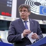 El fugado expresident de la Generalitat, Carles Puigdemont, en la eurocámara en una imagen de archivo.