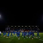 La selección francesa ejercitándose antes de comenzar el Mundial