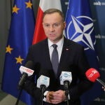 El presidente polaco, Andrzej Duda, durante una rueda de prensa en Varsovia