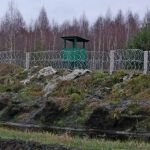 Imagen de la valla instalada por Ucrania en la frontera con Bielorrusia