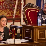 El presidente del Consejo General del Poder Judicial (CGPJ), Rafael Mozo junto a la Ministra de Igualdad, Irene Montero, este jueves en el Senado en Madrid