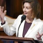 House Speaker Nancy Pelosi of Calif., speaks on the House floor at the Capitol in Washington Thursday, Nov. 17, 2022. (AP Photo/Carolyn Kaster)
