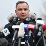 El presidente polaco Andrzej Duda hablando tras el impacto del cohete ucraniano en Przewodów