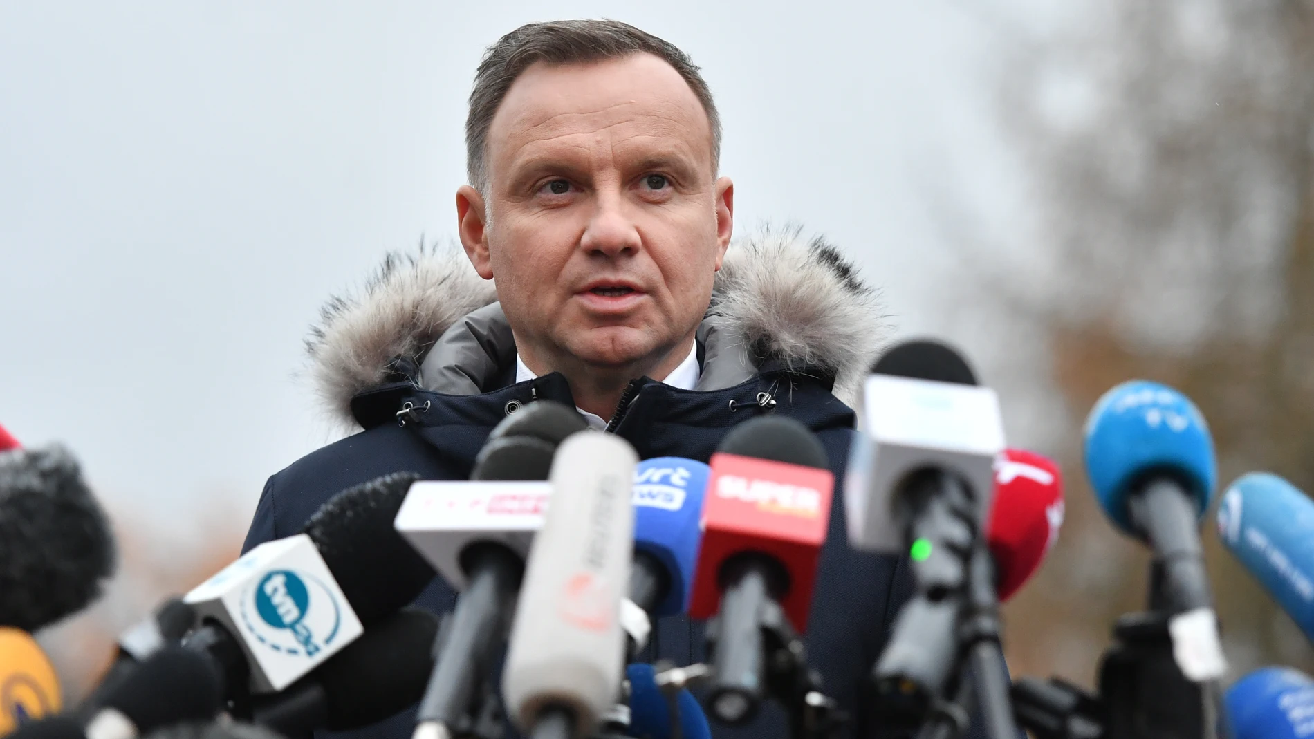El presidente polaco Andrzej Duda hablando tras el impacto del cohete ucraniano en Przewodów