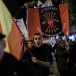 Falangistas durante la concentración para conmemorar el 86º aniversario de la muerte de José Antonio Primo de Rivera, el pasado sábado