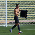 Cristiano Ronaldo, en el entrenamiento de Portugal