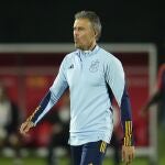 Luis Enrique, durante el último entrenamiento de la selección