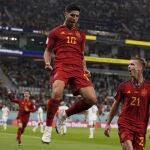 Marco Asensio celebra su gol a Costa Rica