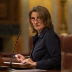 La vicepresidenta tercera y ministra de Transición Ecológica y Reto Democrático, Teresa Ribera, durante una sesión plenaria en el Congreso de los Diputados, a 23 de noviembre de 2022