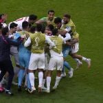 Irán celebrando la victoria de su equipo ante Gales