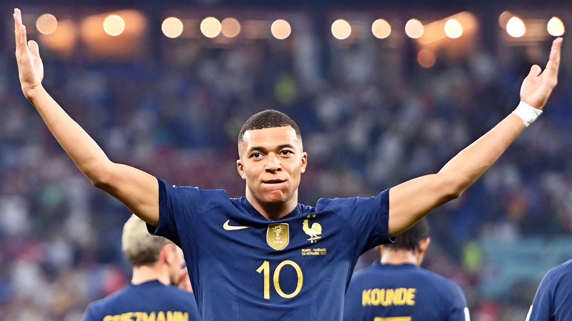 Kylian Mbappé, en la celebración de un gol con Francia