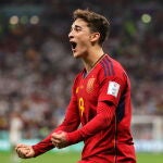Gavi celebra el gol de Morata contra Alemania