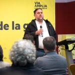 El presidente de ERC, Oriol Junqueras, durante el acto ‘Prou Repressió’ celebrado por Esquerra Republicana de Catalunya (ERC).