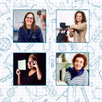 De izquierda a derecha, y de arriba a abajo, Nuria Espallargas, Elena García Armada, Celia Sánchez- Ramos y Carmen Hijosa