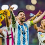 Lionel Messi con Argentina en el Mundial de Qatar.