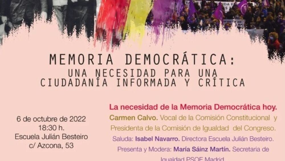 Cartel de la conferencia de Carmen Calvo del pasado 6 de octubre