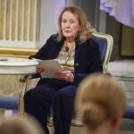 Annie Ernaux, durante la lectura de su discurso de aceptación del Nobel