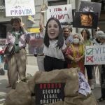 Concentración en contra de la nueva ley del aborto frente a las puertas del Ministerio de Igualdad en Madrid