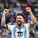 Leo Messi celebra un gol en el Mundial de Qatar 2022.