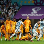 Argentina, en el arranque de su celebración para semifinale