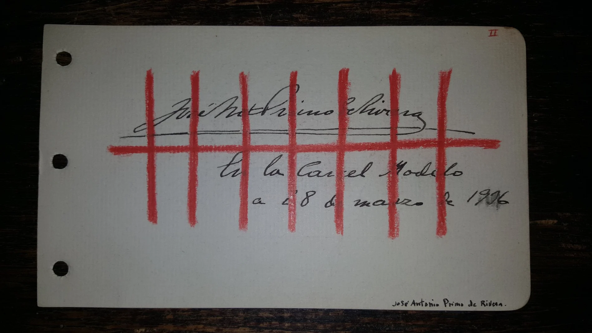 La página firmada por José Antonio Primo de Rivera desde la cárcel Modelo de Madrid