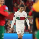 Cristiano Ronaldo tras la derrota de su equipo ante Marruecos en el partido de cuartos de final del Mundial Qatar 2022