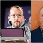 El portavoz de Podemos en el Congreso, Pablo Echenique, y el escritor Arturo Pérez-Reverte