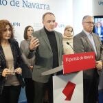 El presidente de UPN, Javier Esparza, durante la rueda de prensa junto a los miembros de la Ejecutiva del partidoEDUARDO SANZ - EUROPA PRESS12/12/2022