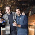 Marc Márquez, Ignacio Rivera y Carlos Sainz, en el evento de Estrella Galicia en La Coruña