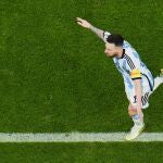 Messi celebrando su gol en la semifinal