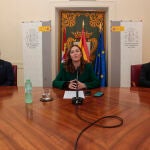 La delegada del Gobierno en Castilla y León, Virginia Barcones, y el delegado para la Comunidad de la Agencia Estatal de Meteorología, Manuel Mora, informan sobre los principales datos climáticos del otoño y sobre la previsión que hace AEMET sobre el tiempo durante el invierno. Les acompaña el subdelegado del Gobierno en León, Faustino Sánchez