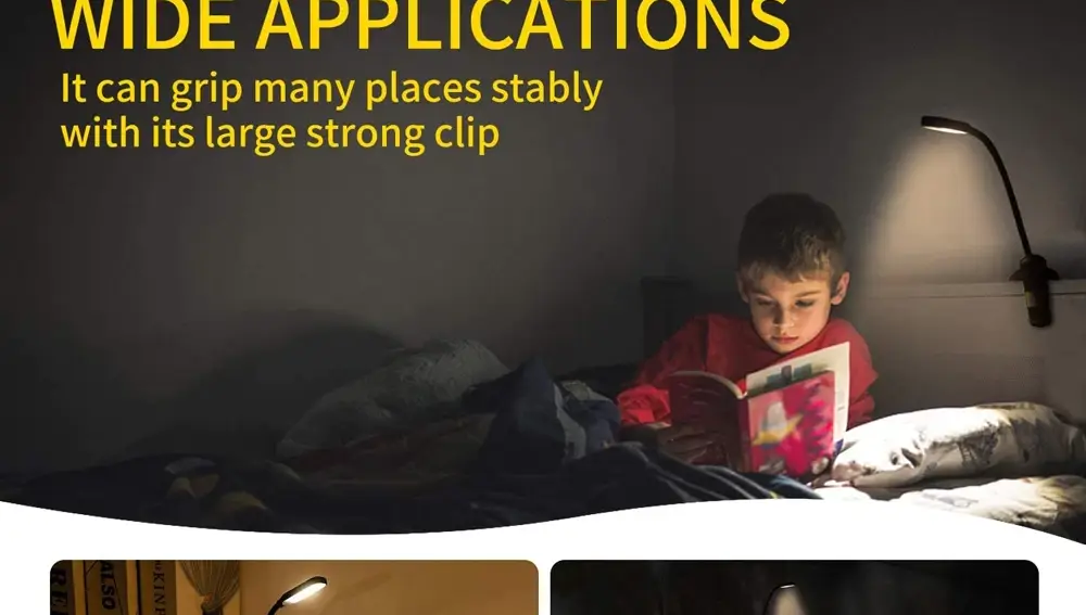 Luz de lectura recargable Mini 7 LED, 3 niveles, blanco frío cálido, Flexible, fácil Clip, lámpara de lectura nocturna en la cama