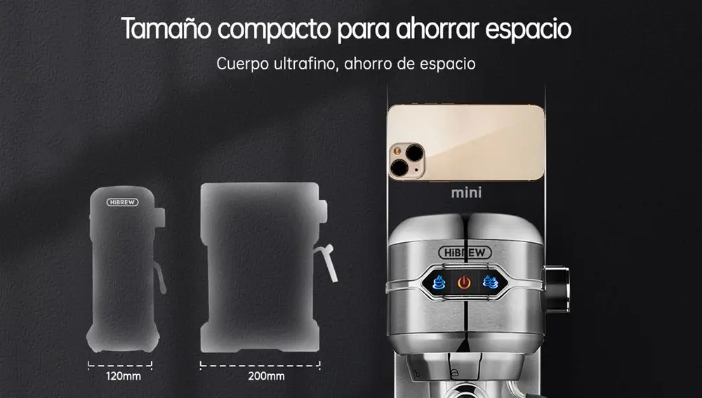 HiBREW-Cafetera semiautomática de acero inoxidable para el hogar, máquina de café de 19 bares, con cápsula y polvo, para capuchino y Espresso, H11
