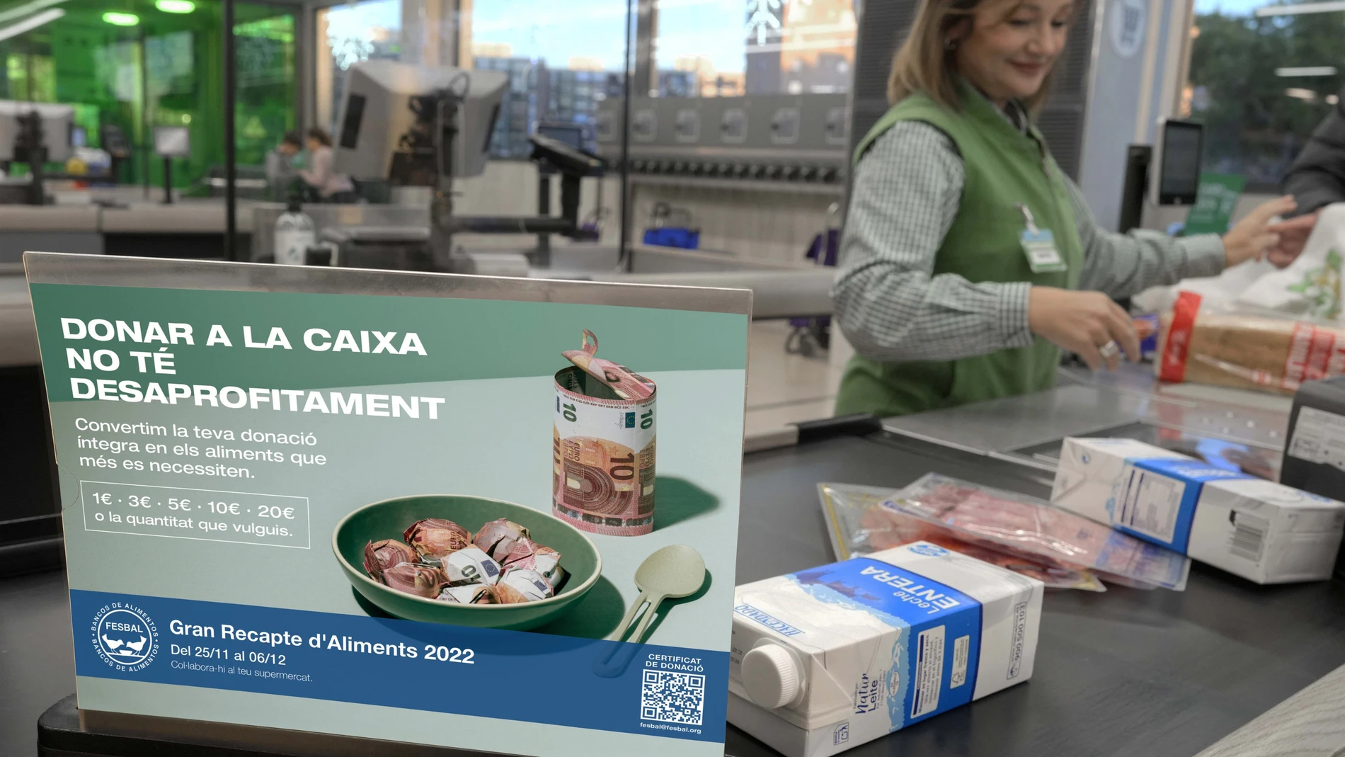 Caja de una tienda de Mercadona durante la Gran Recaudación 2022