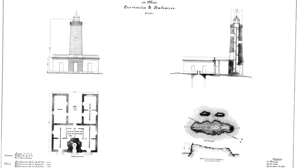 Plano del faro de la Isla ahorcados